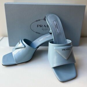Prada Spazzolato Triangle logo sandals